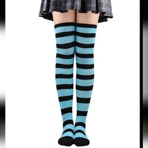 NWOT Black & Blue Tall Striped Socks